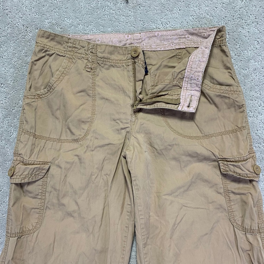 Faded Glory Cargo Pants Womens 6 Dune Tan Roll Up Utility Outdoor Cotton Y2K